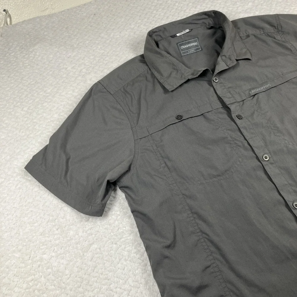 Craghoppers Solar Shield Shirt Mens Large Gray Short Sleeve Outdoors Hiking‎